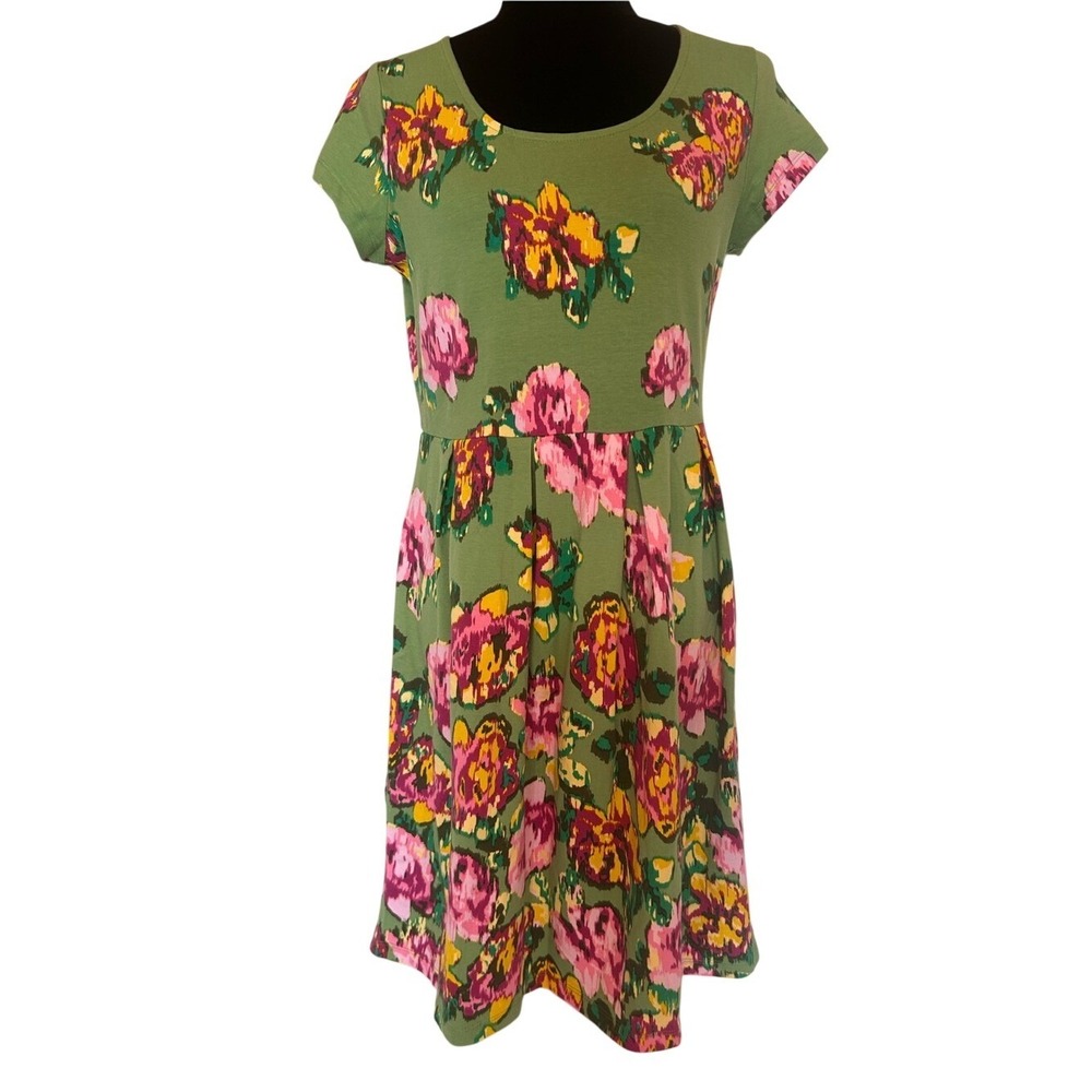 NWOT Isaac Mizrahi Live! Green Floral Fit-and-Flare Dress Size Small